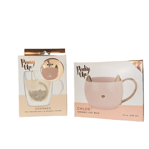 Pinky Up Chloe Pink Cat Mug Tea Infuser Set NWT